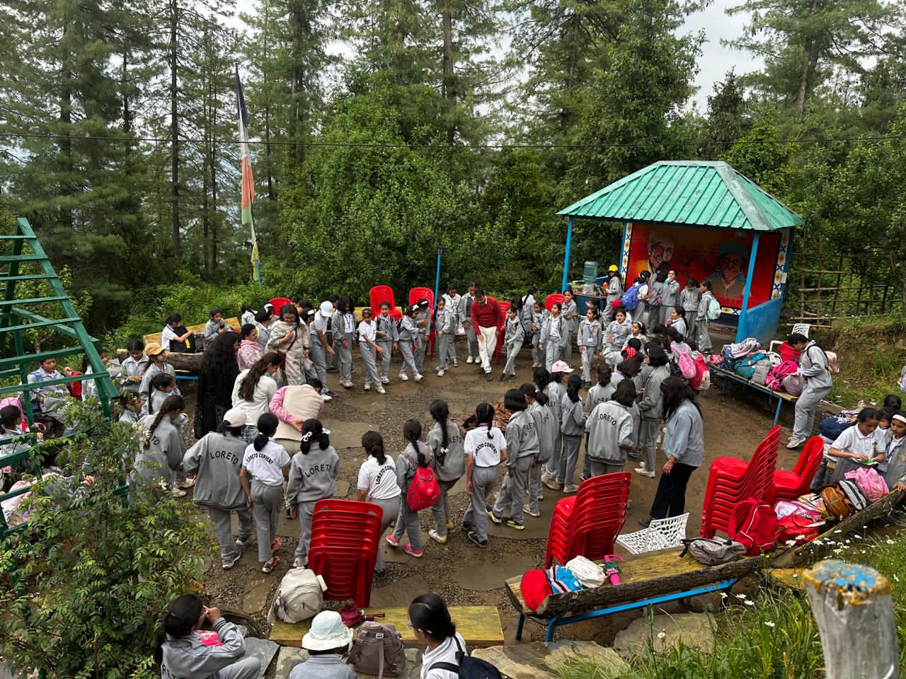 Students in the forest
